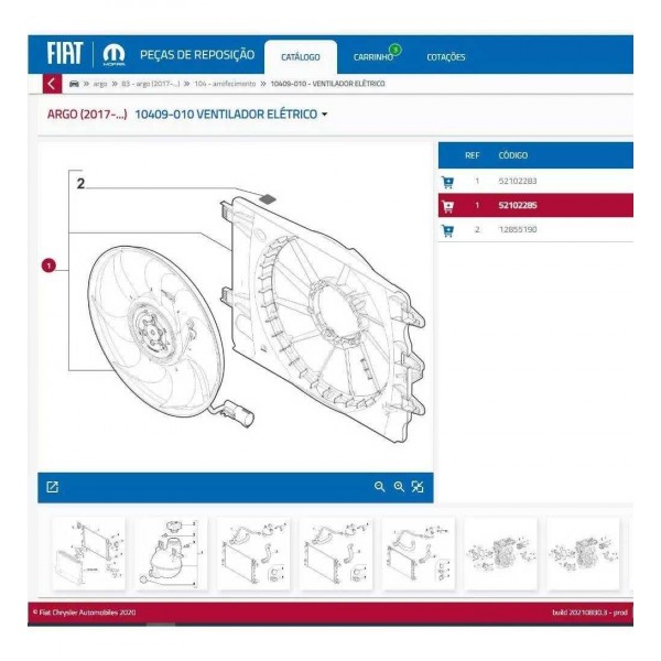 Eletroventilador Radiador Fiat Argo Original 52102285 Novo