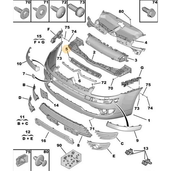 Grade Parachoque Dianteiro Citroen C4 2009 2011 Original